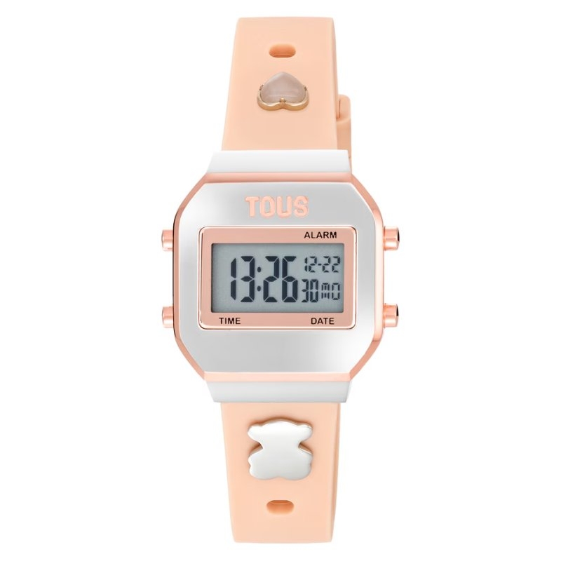 Reloj Tous digital XPRESurSLF bicolor rosé y correa silicona, 3000150900.
