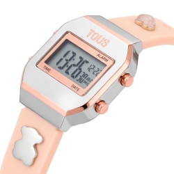 Reloj Tous digital XPRESurSLF bicolor rosé y correa silicona, 3000150900.