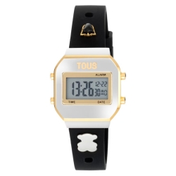 Reloj Tous digital XPRESurSLF bicolor y correa negra, 3000150800.