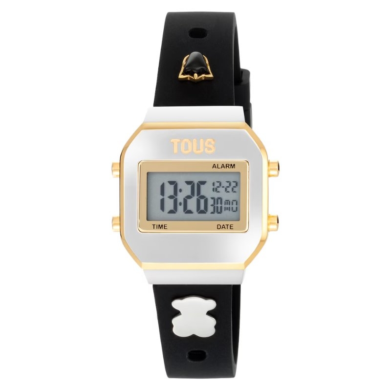 Reloj Tous digital XPRESurSLF bicolor y correa negra, 3000150800.