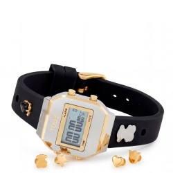 Reloj Tous digital XPRESurSLF bicolor y correa negra, 3000150800.