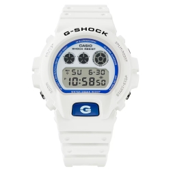 Reloj G-Shock digital en blanco con detalles en azul, DW-6900HDS-7ER.