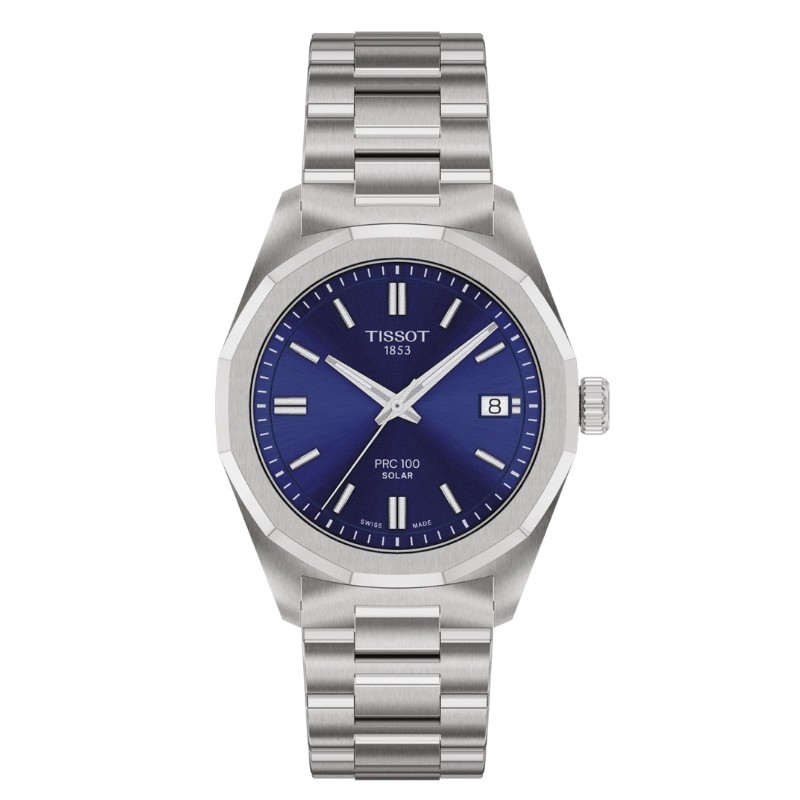 Reloj Tissot PRC 100 Solar esfera azul en 34 mm, T1518221104100.