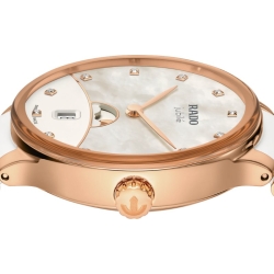 Reloj Rado Centrix Moonphase blanco/rosé y diamantes 35 mm, R30232922.
