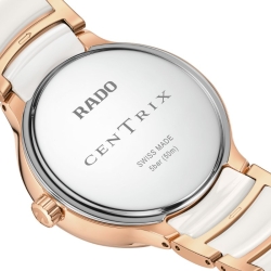 Reloj Rado Centrix Moonphase blanco/rosé y diamantes 35 mm, R30232922.