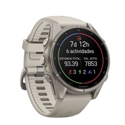 Reloj Garmin fēnix® 9 43 mm bisel titanio y correa gris, 010-04761-01.