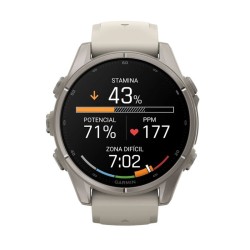 Reloj Garmin fēnix® 9 43 mm bisel titanio y correa gris, 010-04761-01.