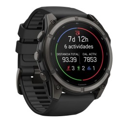 Reloj Garmin fēnix® 9 51 mm bisel titanio y correa negra 010-04763-11.