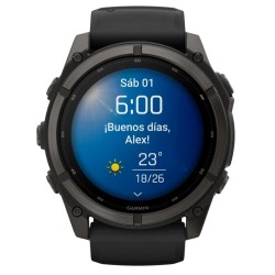 Reloj Garmin fēnix® 9 51 mm bisel titanio y correa negra 010-04763-11.