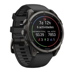 Reloj Garmin fēnix® 9 47 mn bisel titanio y correa negra, 010-04762-11.