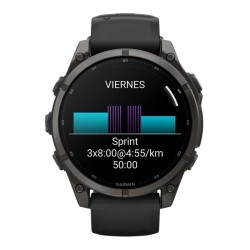 Reloj Garmin fēnix® 9 47 mn bisel titanio y correa negra, 010-04762-11.
