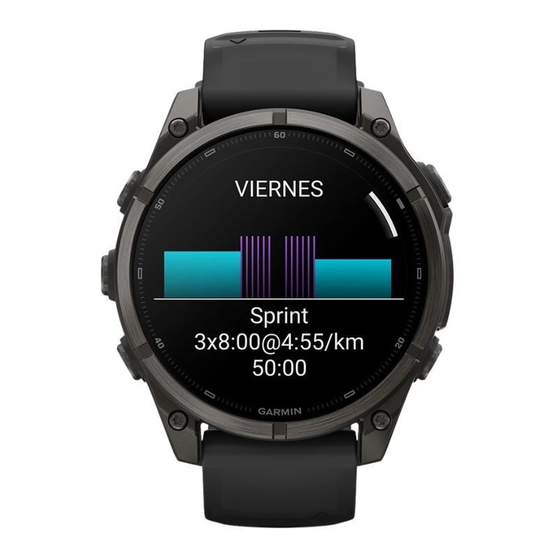 Reloj Garmin fēnix® 9 47 mn bisel titanio y correa negra, 010-04762-11.