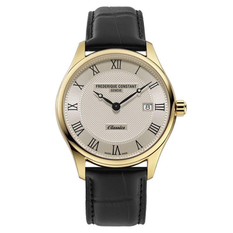 Reloj Frederique Constant Classics caja dorada y cuarzo, FC-220CR5B5.