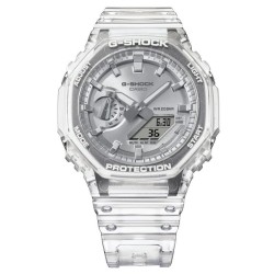 Reloj G-Shock cuarzo transparente con esfera plateada, GA-2100BM-7A8ER.
