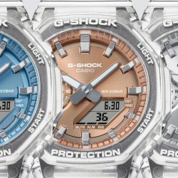 Colección de relojes G-Shock Bright Metallic en resina transparentes o translúcidas, GA-2100BM.