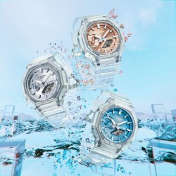 Colección de relojes G-Shock Bright Metallic en resina transparentes o translúcidas, GA-2100BM.