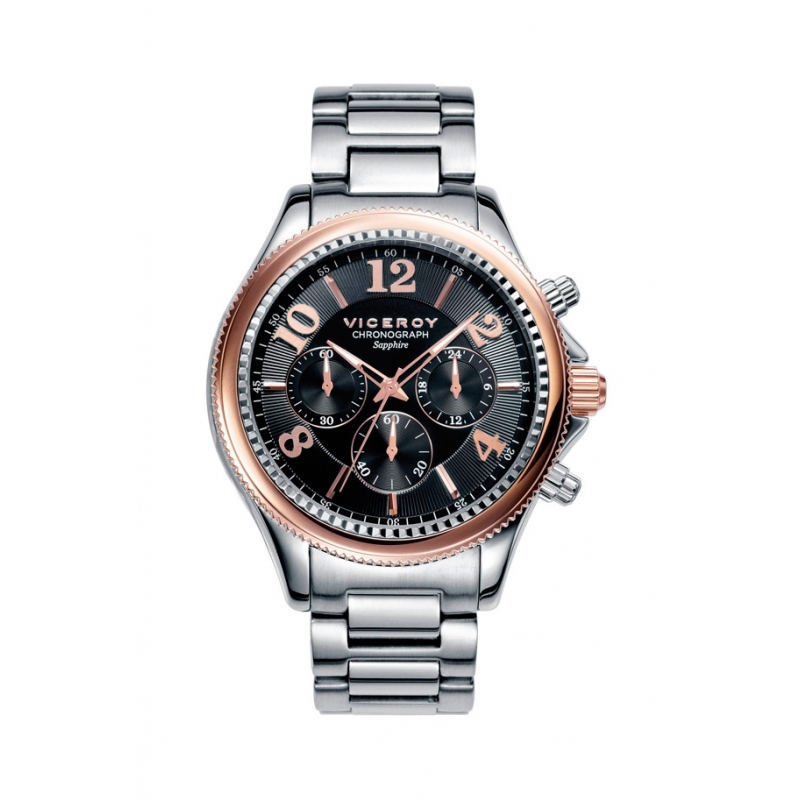 Reloj Viceroy "Penélope Cruz" de hombre en acero con bisel dorado, cronógrafo 47891-95