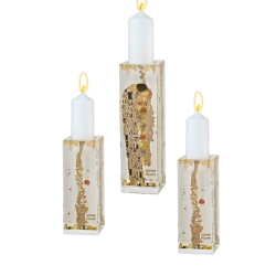 Conjunto de 3 candeleros de cristal de Gustav Klimt "El Beso", de Goebel