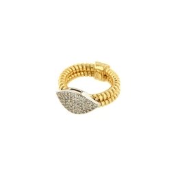 Anillo de plata dorada en oro amarillo para mujer, con circonitas, de Terero.