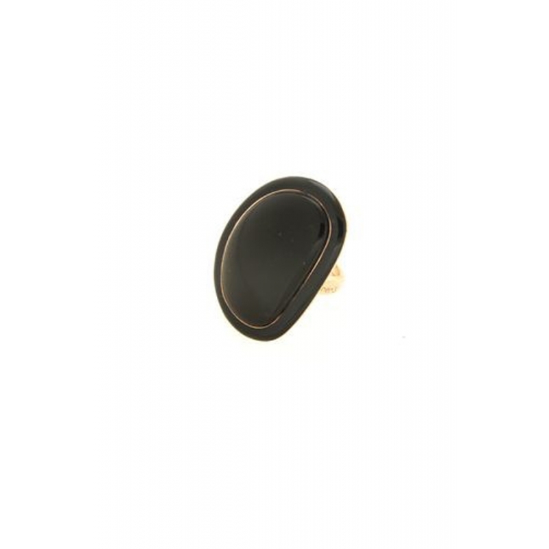Anillo de plata dorada en oro rosa con resina y esmalte negro, para mujer de Terero.