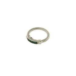 Anillo de plata tipo "Tubogas" con circonitas verde, para mujer de Terero.