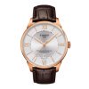 Reloj Tissot "Chemin de Tourelles" automático de hombre, con caja dorada y correa piel T0994073603800