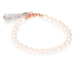 Pulsera de perlas blanca con detalles en plata dorada, "Happy Gems" de Luxenter.
