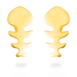Pendientes de plata dorada en oro amarillo, con forma de raspa de pescado, "Chevron" de Luxenter.
