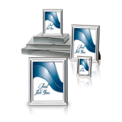 Conjunto de 4 marcos de fotos, en plata bilaminada lisa, "Liscia" de Italsilver.