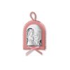 Medalla de cuna en rosa con plata, con La Sagrada Familia, de Italsilver.