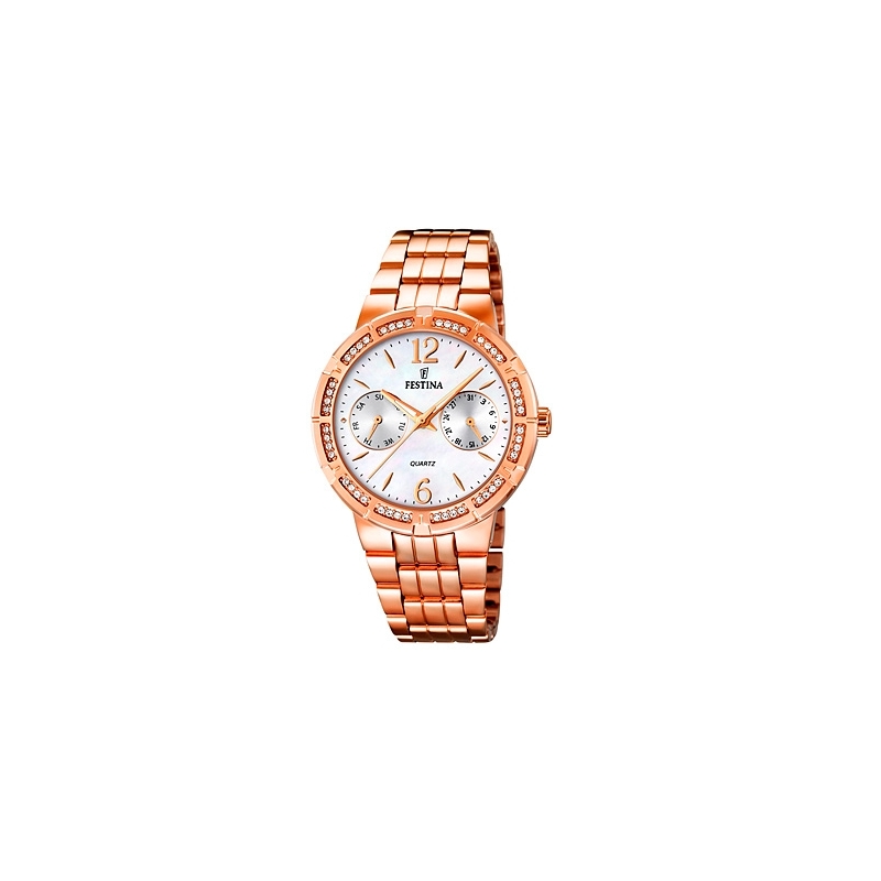 Reloj Festina de mujer "Mademoiselle" dorado en oro rosé con circonitas y esfera de nácar F16702/1