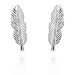 Pendientes de plata rodiados, con forma de pluma, "Feather" de Luxenter.