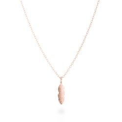 Colgante de plata chapado en oro rosa, con forma de pluma, "Feather" de Luxenter (cadena incluida).