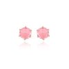 Pendientes de plata dorados en oro amarillo, con piedra rosa, "Kabeera" de Luxenter.