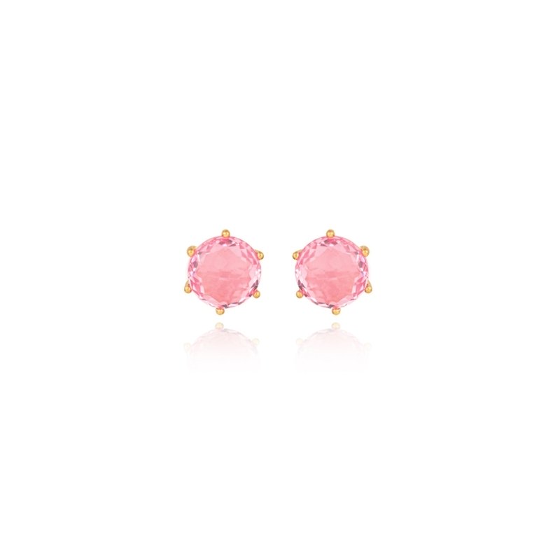 Pendientes de plata dorados en oro amarillo, con piedra rosa, "Kabeera" de Luxenter.