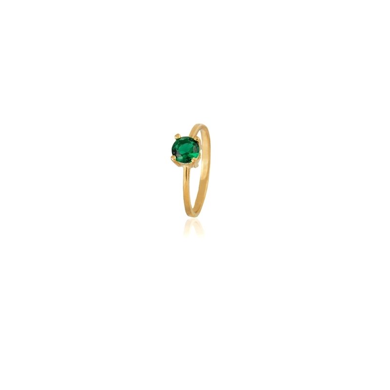 Solitario de plata dorada en oro amarillo con circonita verde, "Otineo" de Luxenter.