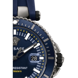 Reloj Versace "V-Race" de hombre con caja chapada en gris y correa silicona azul VAK02 0016