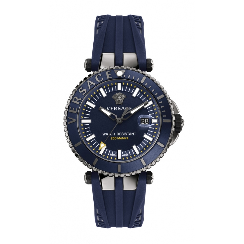 Reloj Versace "V-Race" de hombre con caja chapada en gris y correa silicona azul VAK02 0016