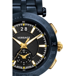 Reloj Versace de hombre "V-Race Sport" en acero chapado azul y detalles dorados VAH05 0016
