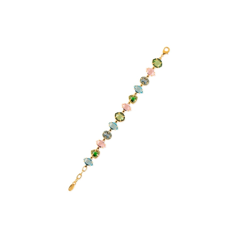 Pulsera de plata dorado oro amarillo con piedras de colores Swarovski®, de Maximo Betro.