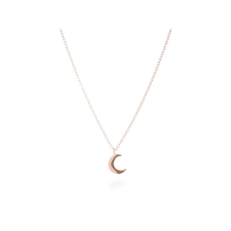 Colgante de plata dorado en oro rosa, con forma de luna, "Crescent" de Luxenter.