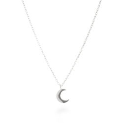 Colgante de plata rodiada en forma de luna, cadena incluida, "Crescent" de Luxenter.