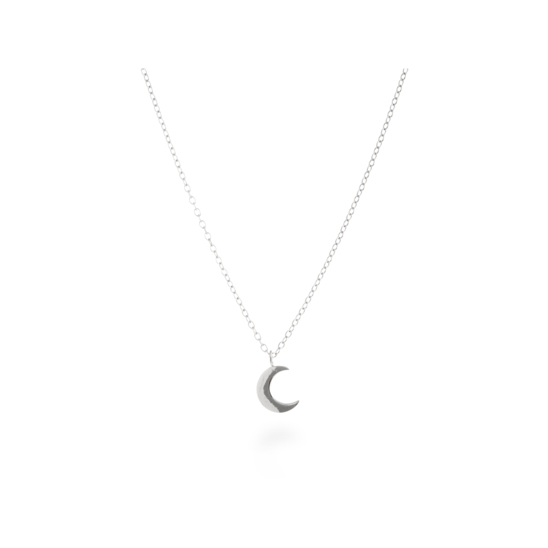Colgante de plata rodiada en forma de luna, cadena incluida, "Crescent" de Luxenter.
