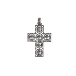 Cruz grande de plata envejecida y piedras Swarovski®, de Antara.