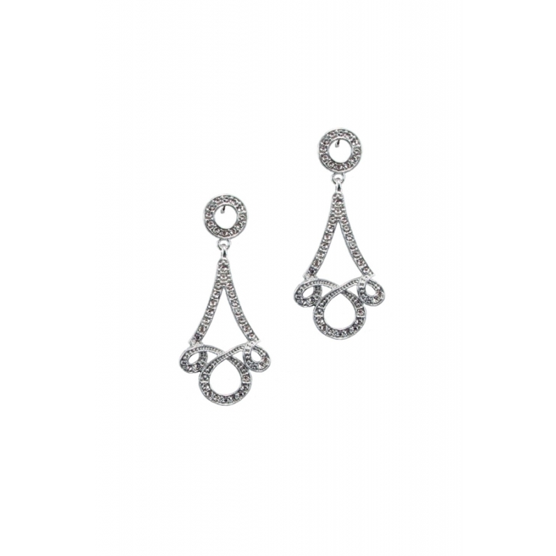 Pendientes de plata rodiada para novia, con piedras Swarovski®.