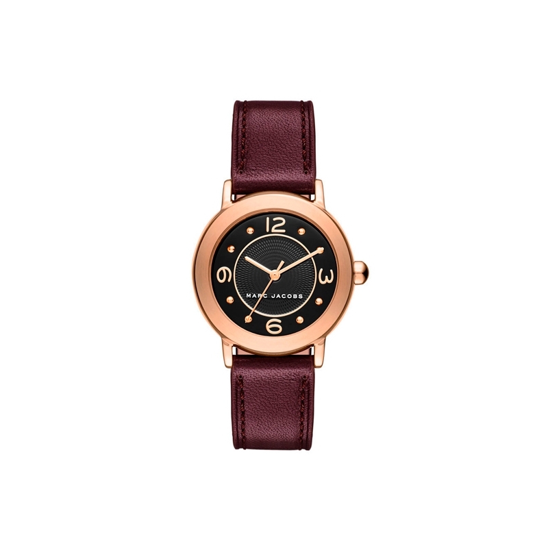 Reloj Marc Jacobs de mujer "Riley Mid" con caja dorada y correa morada MJ1474.