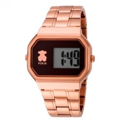Reloj Tous de mujer D-Bear digital, en acero dorado en oro rosé y aire retro 600350305.