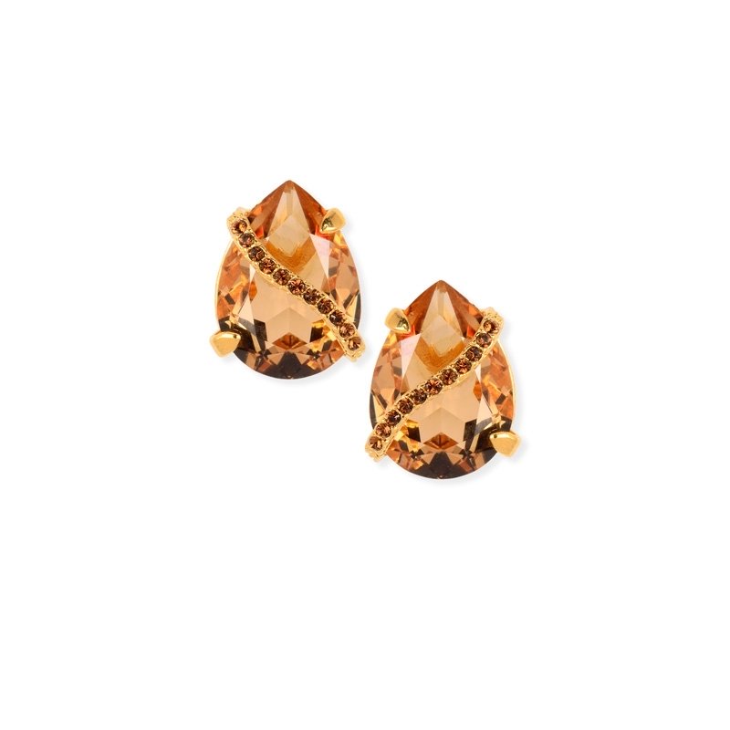 Pendientes pegados de plata dorado con piedras Swarovski® en color marrón, de Maximo Betro,