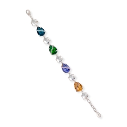 Pulsera en plata rodiada con piedras en colores Swarovski®, de Maximo Betro.