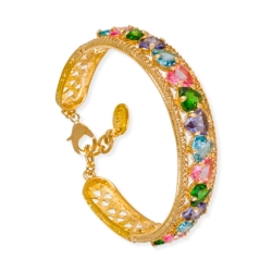 Aro de plata dorada en oro amarillo con piedras Swarovski®, estilo vintage de Maximo Betro.